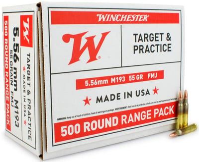 Winchester Target & Practice 5.56 M193 55 Gr FMJ 1000 rounds - $484.99 