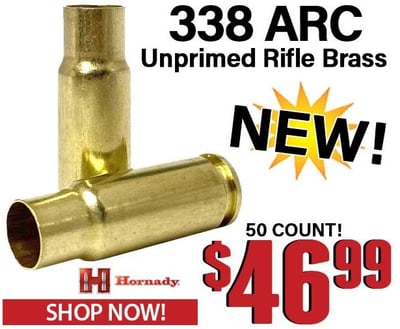 Hornady 338 ARC Unprimed Rifle Brass 50 Count - $46.99 