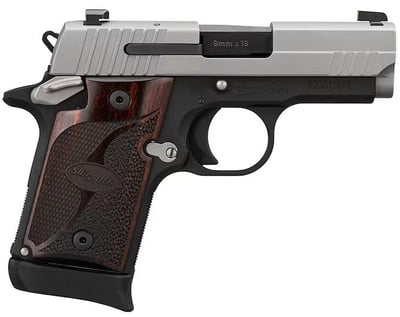 Sig Sauer P938 Two-Tone 9mm Luger Pistol 3" Barrel 7+1 Round Stainless Slide Rosewood Grip Black Frame - $699.99 + Free Shipping (Free Shipping on $100+ Orders)