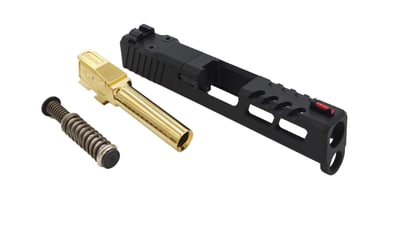 Zaffiri Precision ZPS.2 Glock 43/43X Upper, RMSc Cut, Gold TiN Barrel, Stainless Guide Rod, Black Slide - $382.36 