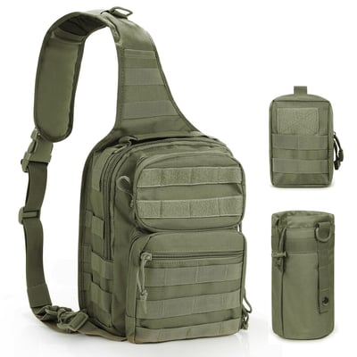 Gogoku 3-Pack Combo Sling Pack & Molle Pouch Waist Bag Pack & Water Bottle Pouch Holder Green - $12.99 50% off with code "YKZ324UK" + FREE Shipping