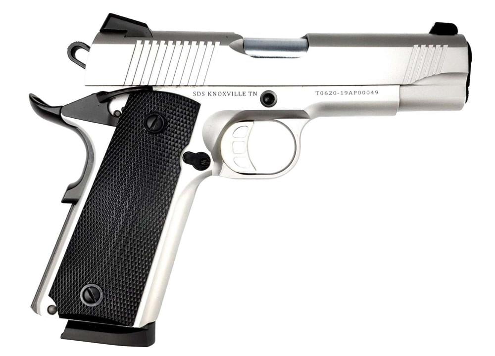 SDS Imports 1911 Carry with Rail 45 ACP 4.25" 8+1 Stainless Steel Black Polymer Grip - $500.06 (add to cart)