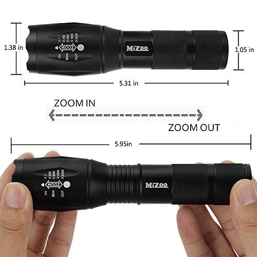 MIZOO LED Flashlight Torch Adjustable Focus Zoomable Super Bright ...