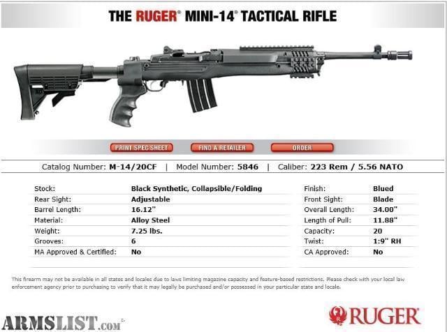 Ruger Mini 14 223 Rem 16 Barrel 20 Rnds 769 99 Free S H On Firearms Gun Deals