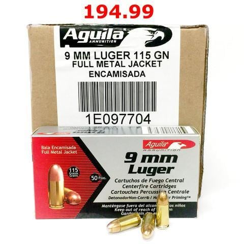 Aguila 9mm 115 Grain FMJ 1000 Round Case - $520