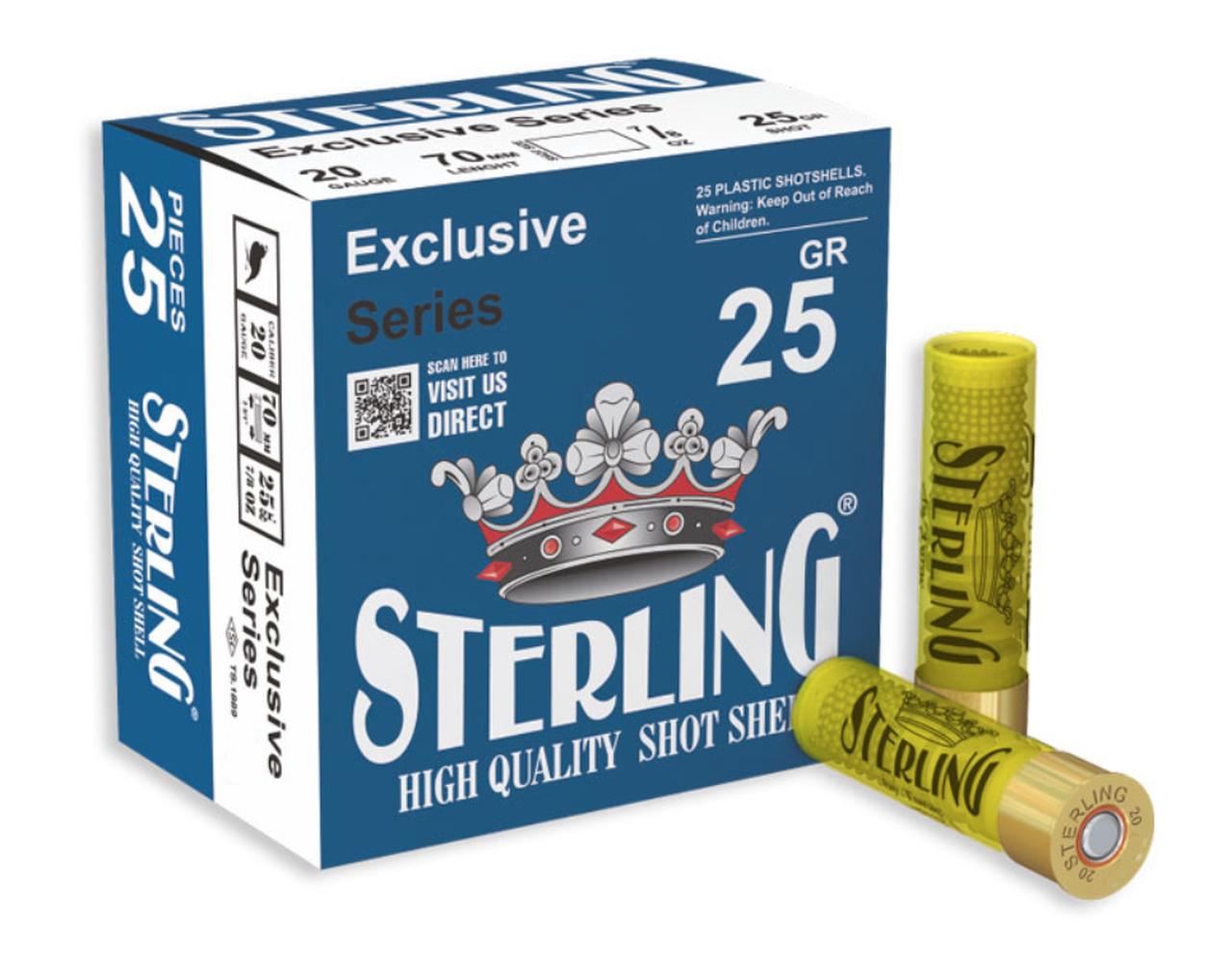 Sterling Exclusive 20 Gauge 25 GR #8 25 Box - $12.50