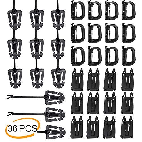 2 Molle Webbing Key Ring 10 Tactical Gear Clip 10 D-Ring Grimloc Locking 4 Molle Clip LOCOLO Kit of 26Pcs Tactical Molle Attachments Fits Molle Backpack Webbing