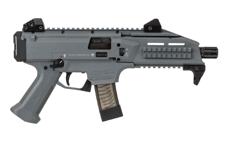 CZ Scorpion Evo 3 S1 9mm 7.72" Barrel W/ Low Pro Adjustable Aperture-Post Sights 20+1 Battle Gray/Black - $839.08 (Free S/H on Firearms)