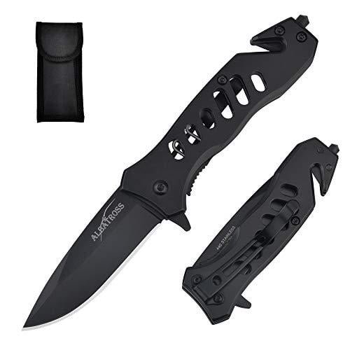 ALBATROSS EDC Cool Sharp Tactical Folding Pocket Knife SpeedSafe Spring Assisted Liner Lock, Pocketclip, Glass Breaker, Seatbelt Cutter - $10.49 (Free S/H over $25)