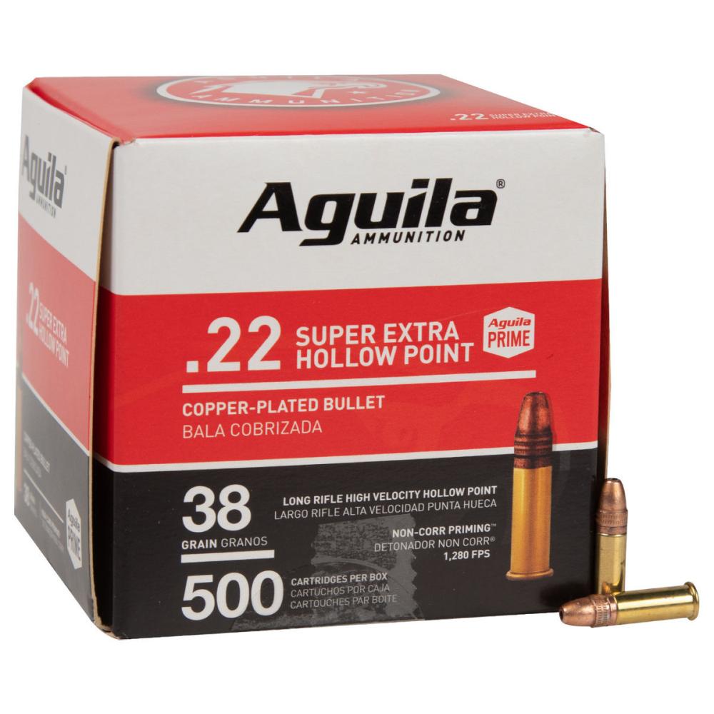 Aguila 22 Long Rifle 38gr Copper-Plated Hollow Point Rimfire 500 Rounds - $34.99