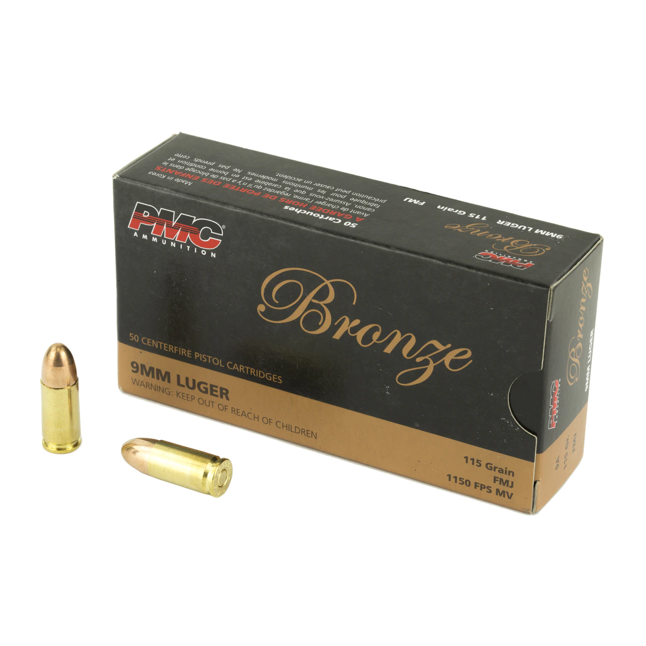 PMC Bronze 9mm 115GR FMJ Ammunition 50 Rounds - $39.98 (Free S/H over $100)