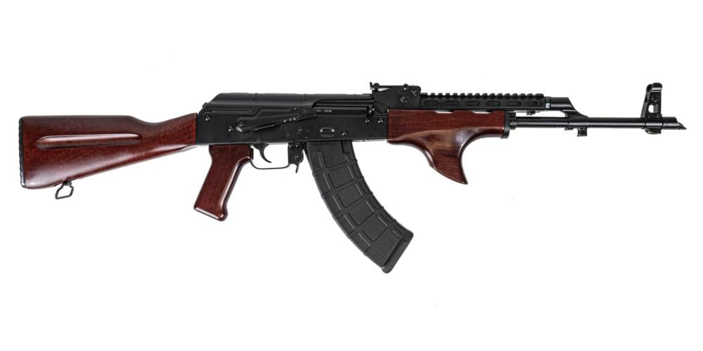 PSA AK-47 GF3 Classic Forged Rifle with Shark Fin and Soviet Arms Railed Gas Tube, Redwood - $849.99
