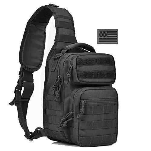 Tactical Sling Bag Military Single Shoulder Backpack Pack Small Range Bags (Black, Tan) - $23.99 ...