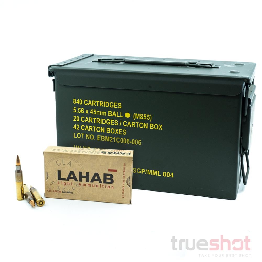 Lahab 5.56x45mm 62 Grain M855 FMJ 840 Rounds with Steel Ammo Can - $334.99 FREE SHIPPING with code 