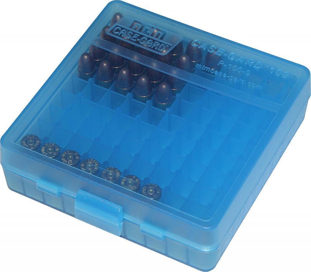 MTM 100 Round Flip-Top Ammo Box 380/9MM Cal (Clear Blue) - $3.69 (Free S/H over $25)