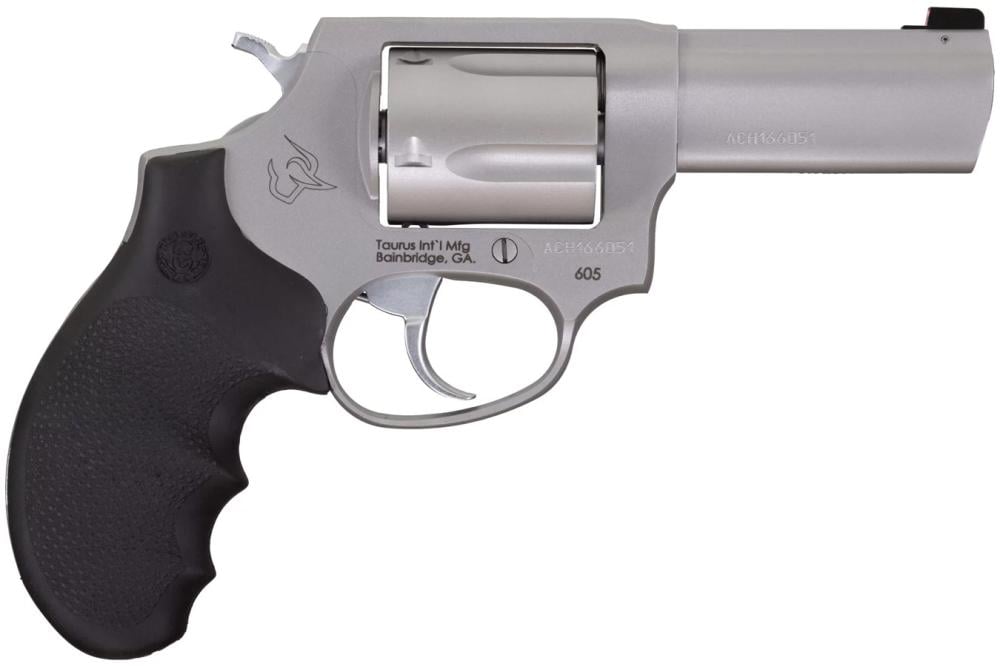 Taurus Defender 605 357 Magnum Double Action Revolver With Stainless Finish Hogue Rubber Grip