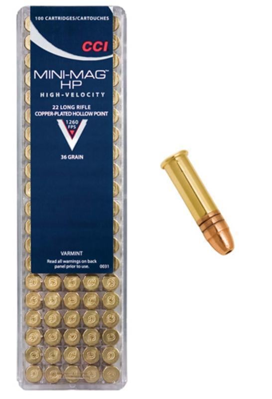 6. CCI MeatEater Mini Mag Ammo 22 LR 36 Grain Copper Plated Hollow Point 30...