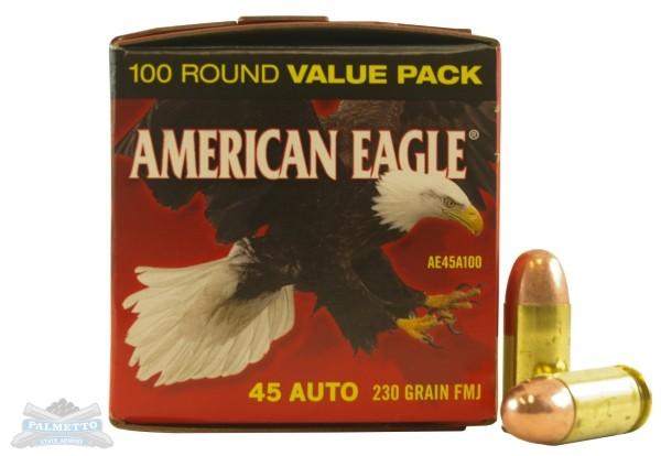 American Eagle 45 Auto/ACP 230gr FMJ Ammunition, 100 pack - AE45A100 - $49.99