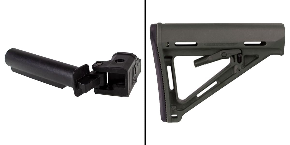 AK Stock Combo: Magpul MOE Mil-Spec Stock + NcSTAR AKM Folding Receiver Extension for AR-15 Adjustable Stock - Black - $59.99
