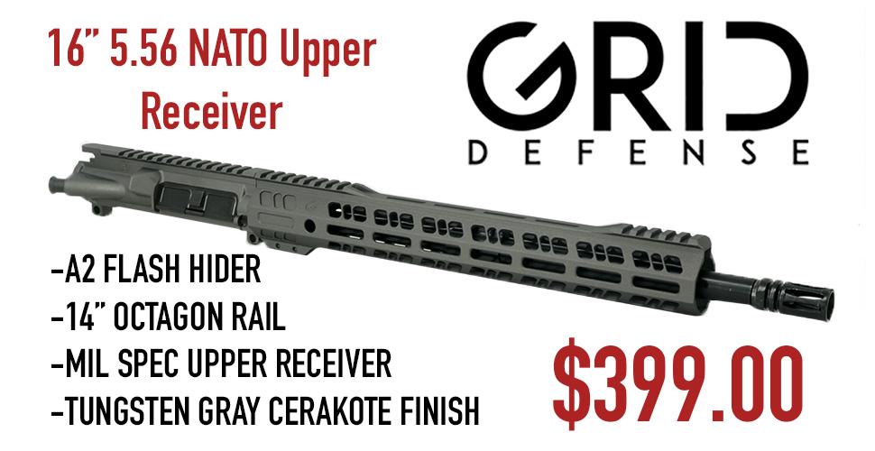 Grid Defense 16" 5.56 Nato Upper Receiver - Tungsten Gray - $399