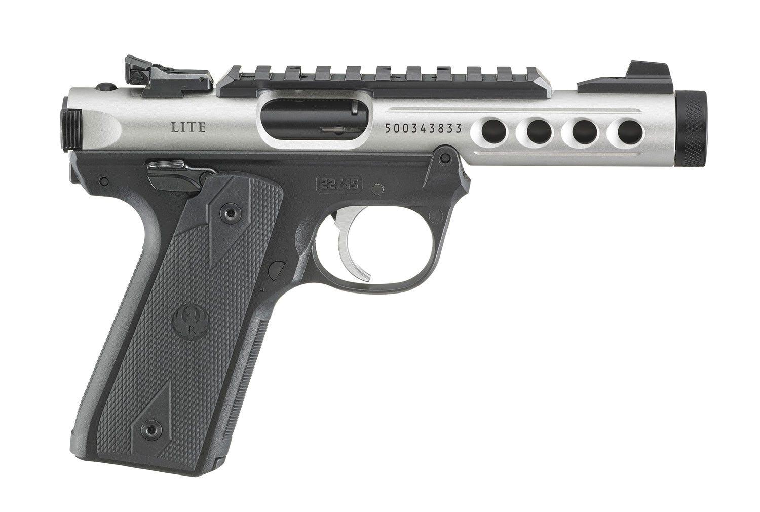 Ruger Mark IV 22/45 Lite Matte Stainless .22 LR 4.4" Barrel 10-Rounds 1911 Grips - $599.99 ($7.99 S/H on firearms)