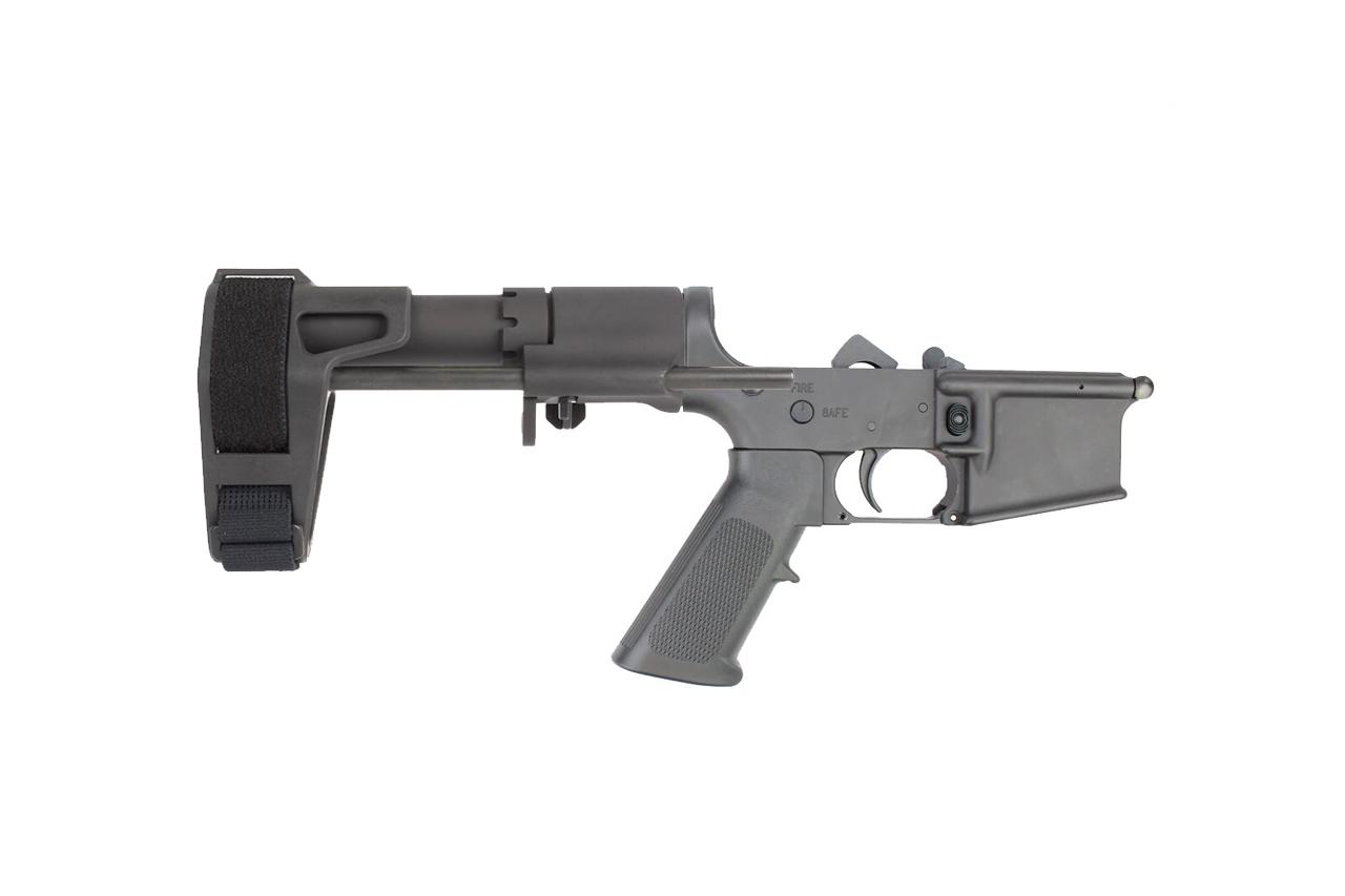 Zaviar firearms AR-15 Black Cerakote Complete Lower Receiver with SB PDW Brace - $399.99