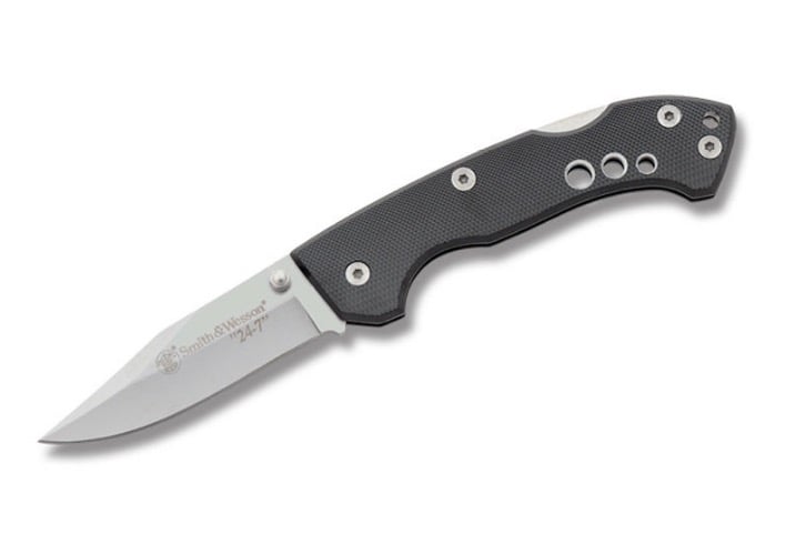 Smith & Wesson 24/7 Featherweight Lockback with Black Aluminum Handle and Satin Finish 3" Clip Point Plain Edge Blade - $13.99 (Free S/H over $75, excl. ammo)