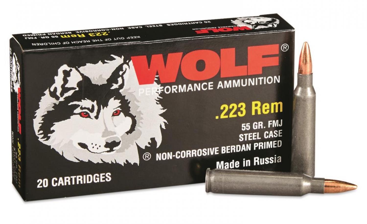 Wolf, .223 Remington, 55 Grain, FMJ Ammo, 1,000 Rounds - $629.99 (S/H $19.99 Firearms, $9.99 Accessories)