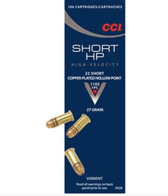 CCI Short HP 22 Short 27GR CPHP 100 Rnd - $16.49