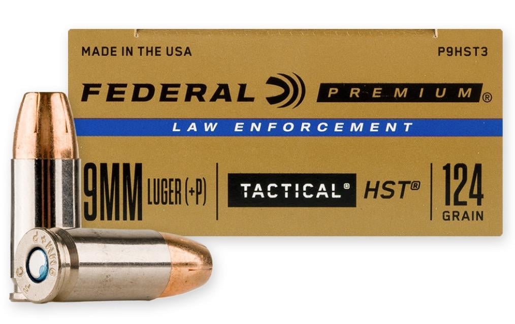 Federal Premium Law Enforcement 9mm +P 124 Grain HST JHP 50 Rounds - $33