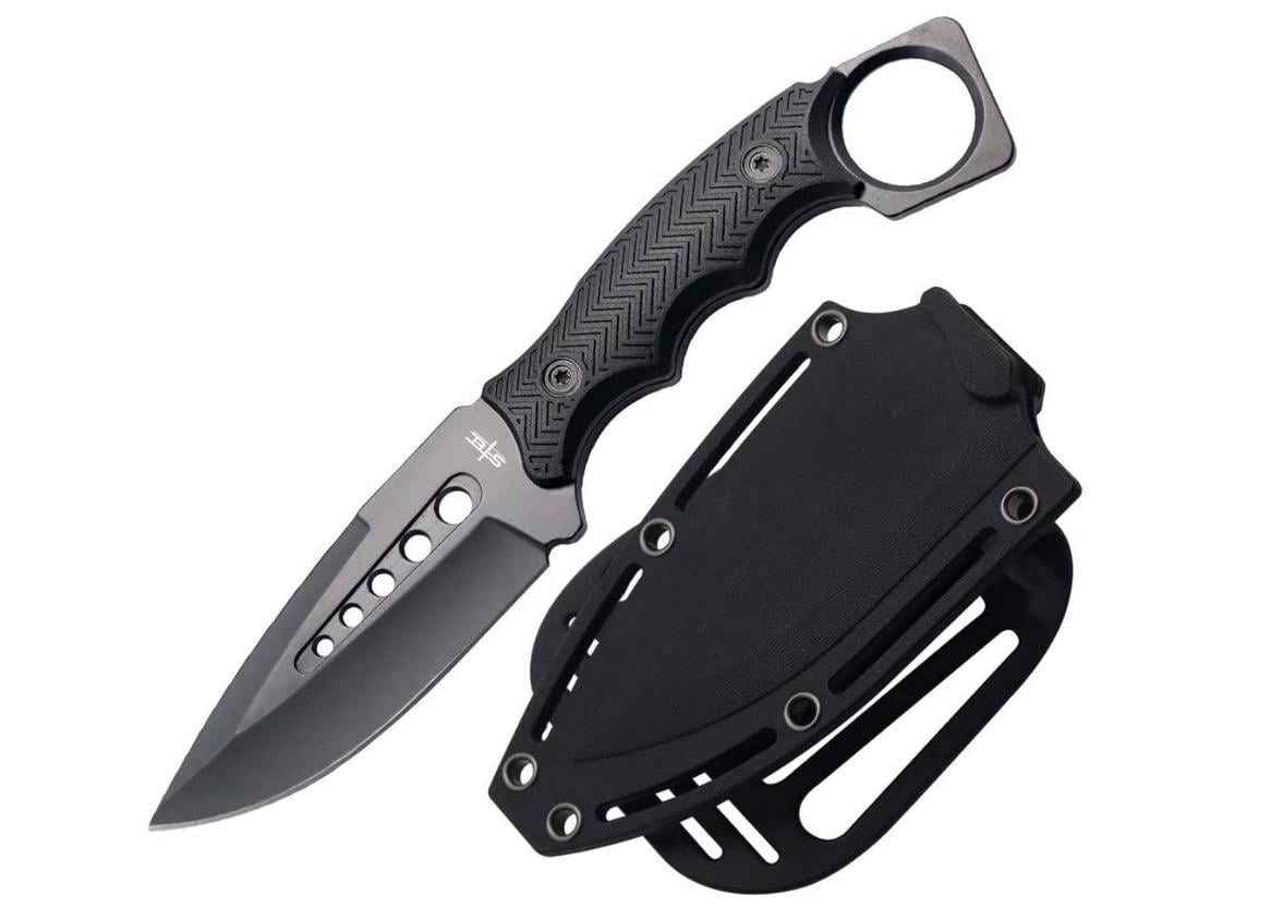 S-TEC 9" Full Tang Tactical Knife with ABS Swivel Sheath GEN 2 (Steath Black, Silver) - $19.95 (Free S/H over $25)