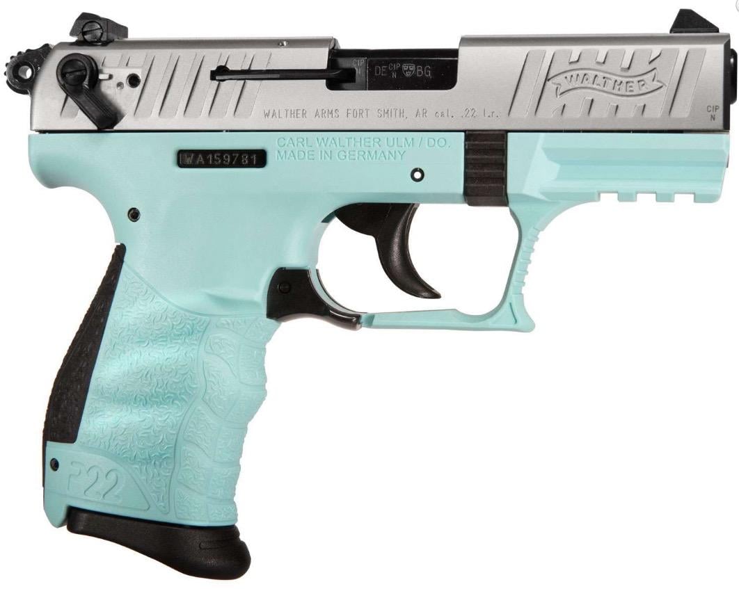 Walther Arms P22 *CA Compliant 22 LR 3.42" 10+1 Angel Blue Black Tenifer Slide Angel Blue Polymer Grip - $292.67
