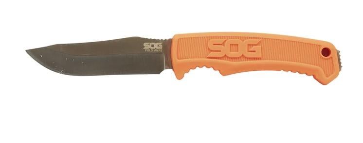 SOG Field Fixed Blade Knife 4.1" Drop Point 7Cr17MoV Stainless Satin Blade TPR Overmold Handle Orange - $21.99 + Free S/H over $49