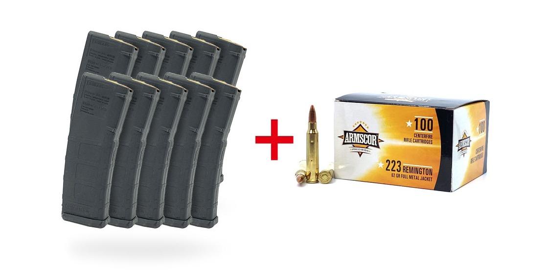 10 Magpul PMAGS with Armscor 223 Rem 62 Grain FMJ 200 Rounds - $199.99