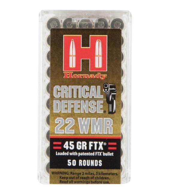 HORNADY 22 WMR 45Gr FTX Critical Defense 50pk Ammo - $17.99