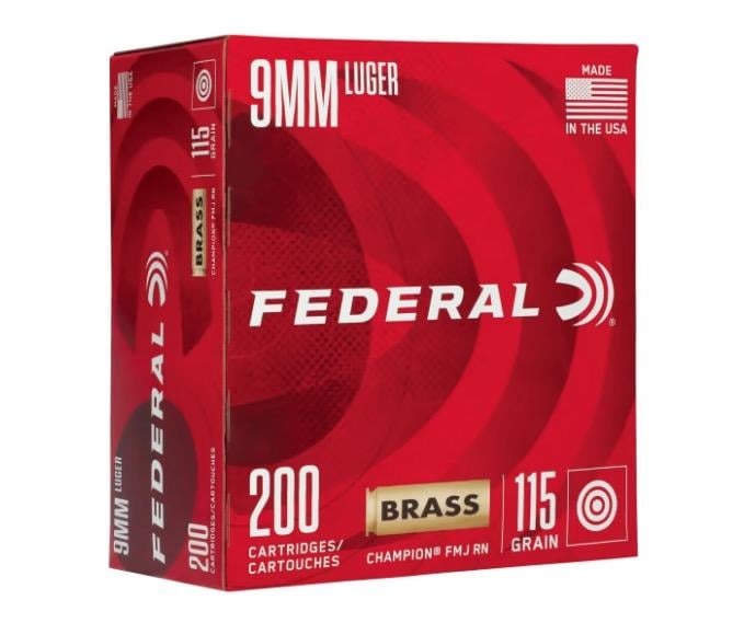 Federal Champion Training 9mm Luger 115 Grain Full Metal Jacket 200 Rounds - $64.99 (Free Shipping over $50)