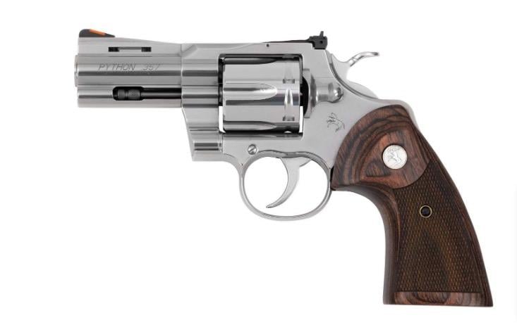 Colt's Python Revolver, 357 Magnum 3" Barrel Walnut Grips Front/Adjustable Sights 6 Rounds - $1328.88