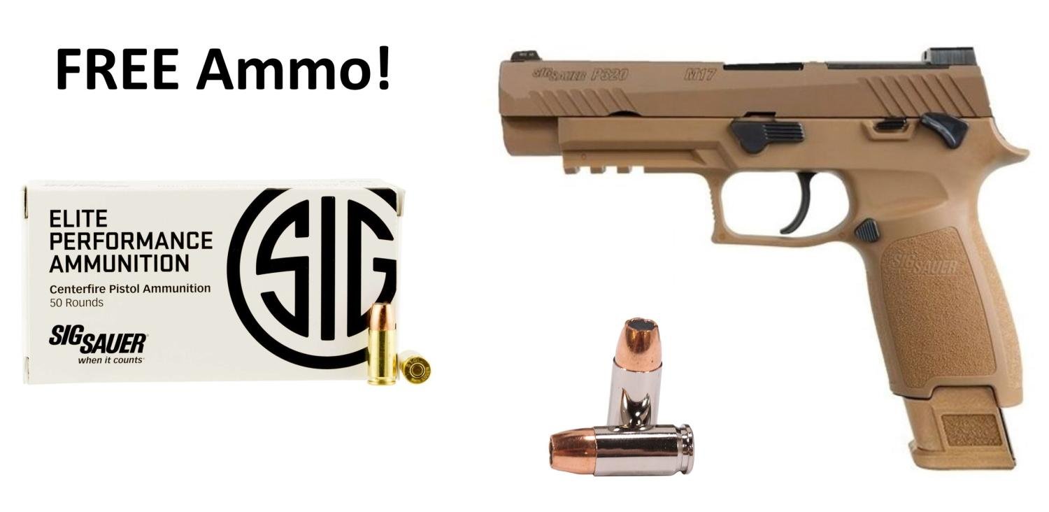 Sig Sauer 320F9M17MS P320 M17 9mm Luger 4.70" 17+1 21+1 Coyote PVD Coyote Polymer Grip Manual Safety + FREE 50 RD Box 124 GR V-Crown Defense Ammo - $649.99 
