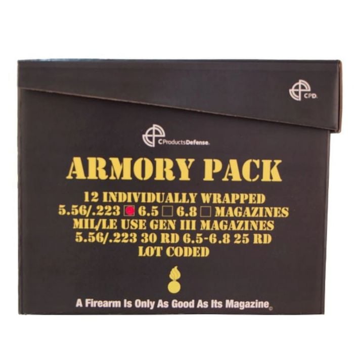 C Products Defense - 12-magazine Armory Pack of Black 30rd Steel 5.56/.223 w/Orange Follower - $159.99 (S/H $19.99 Firearms, $9.99 Accessories)