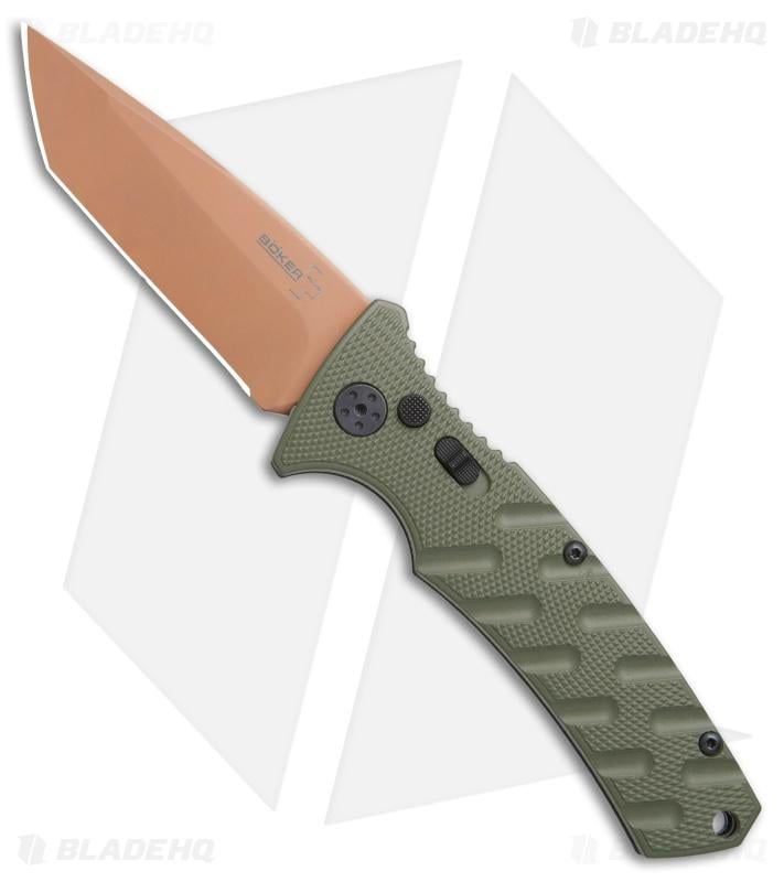 Boker Plus Strike Tanto Desert Warrior Automatic Knife OD Green (3.25" Copper) - $45.99 (Free S/H over $99)