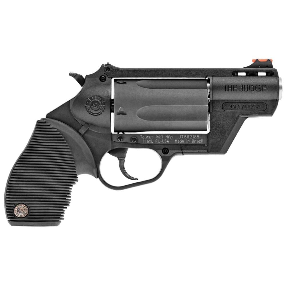 Taurus Judge Public Defender 45 Colt (LC)/410 Gauge 5 2" Blued Frame Black Polymer Grip Fiber Optic Front Sight - $389.96