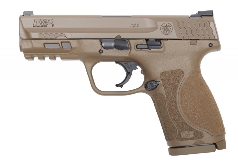 Smith and Wesson M&P9 M2.0 Compact 9mm 4" Barrel 15 RDs Steel White Dot Sights No Thumb Safety Flat Dark Earth - $418.99 ($7.99 S/H on Firearms)