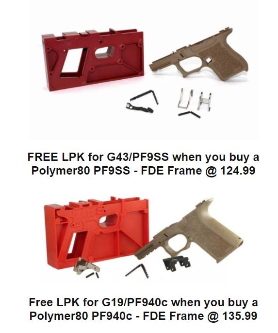 Free LPK with Select Polymer80 FDE Frames - $124.99