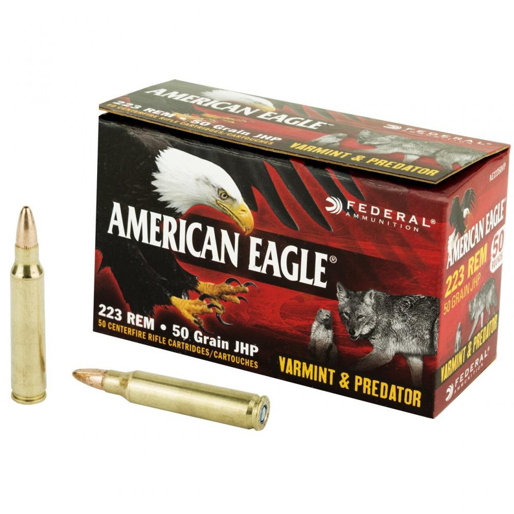 Federal American Eagle Varmint & Predator 223 Rem 50GR JHP 50 Rounds - $49.98 (Free S/H over $100)