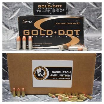 Speer Gold Dot 9mm Luger +P+ 115 Grain HP- 1000rd CASE & Sasquatch ...