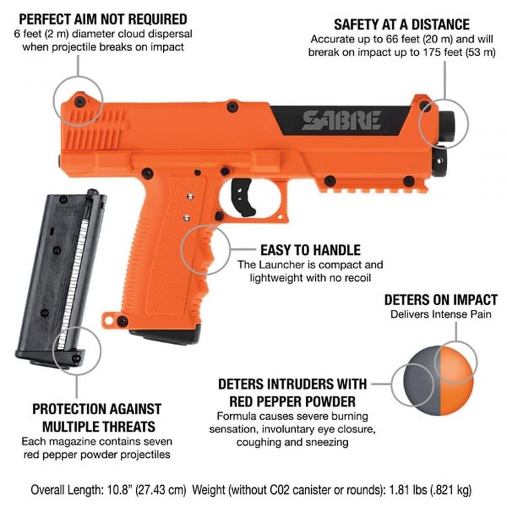 Sabre Pepper Spray Launcher Home Defense Kit, Orange, 7rd - $229.99 after code "WELCOME20"