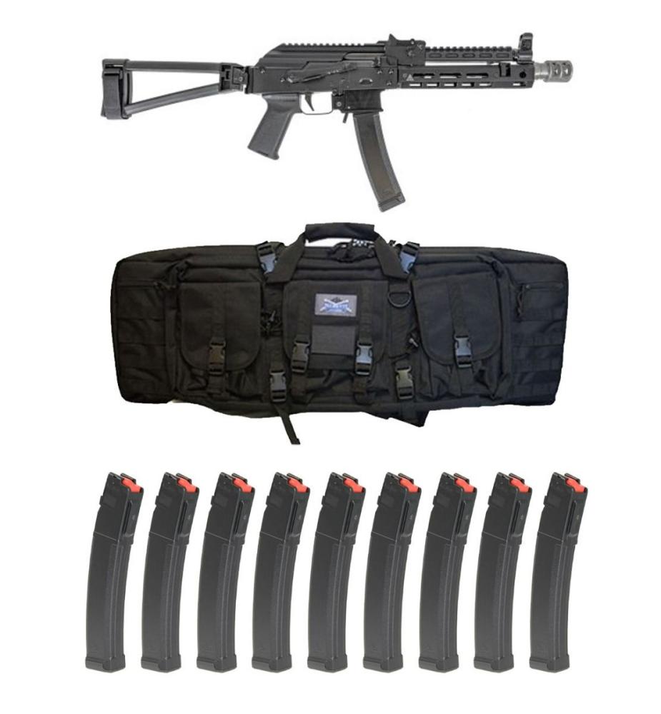 PSA AK-V 9mm MOE ALG Triangle Side Folding, Black With SA 8" Rail, Gas Tube and SA-2 Muzzle Brake With 10 Magazines & PSA Rifle Bag - $999.99 + Free Shipping