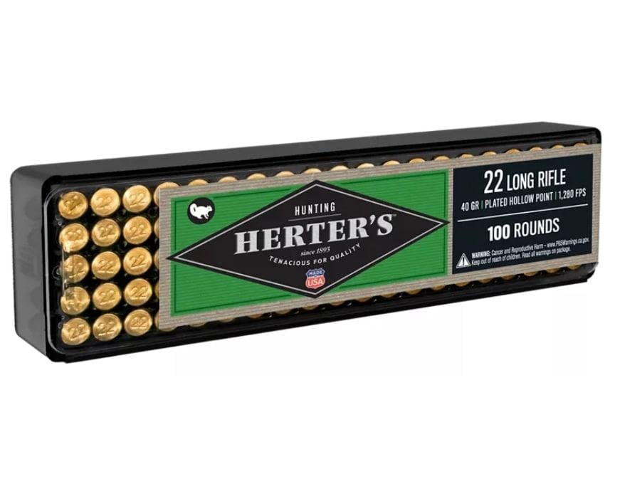 Herter's Rimfire Ammo - .22 Long Rifle - Copper Plated HP - 40Gr - 100 Rounds - $8.99 (Free S/H over $50)