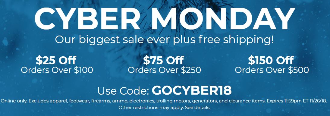 Cyber Monday - Save Up To $150 With Coupon @ Gander Outdoors (Free S/H ...