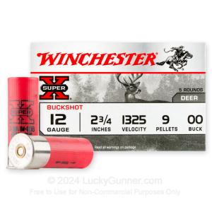 Winchester Ammo Super-X 12 Gauge 2-3/4" Buffered 00 Buckshot 9 Pellets 1325 fps 250 Rd./Case